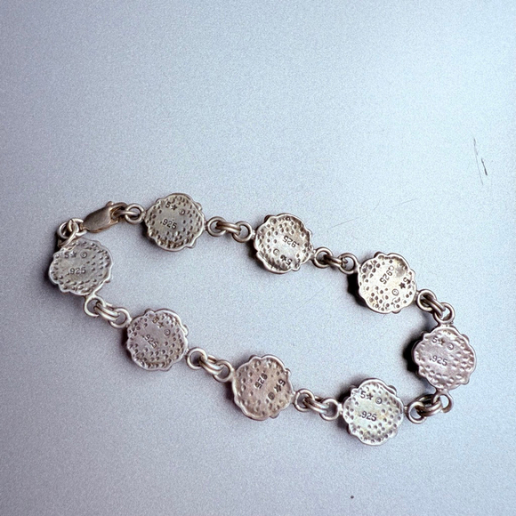 Vintage Modernist Hematite Round Cosmic Panel Sterling Silver 925 Bracelet MCM - Picture 3 of 6